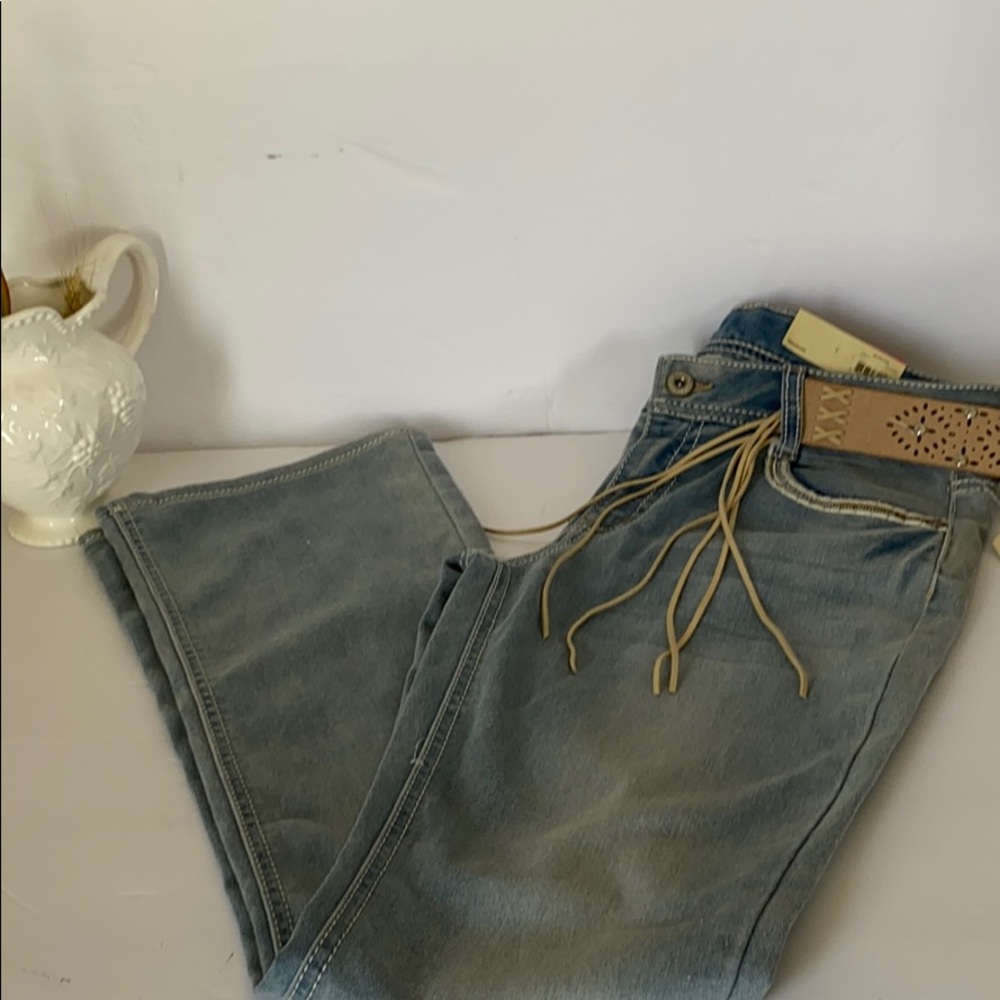 FADE GLORY GIRLS’ FASHION BELTED BOOTCUT JEANS